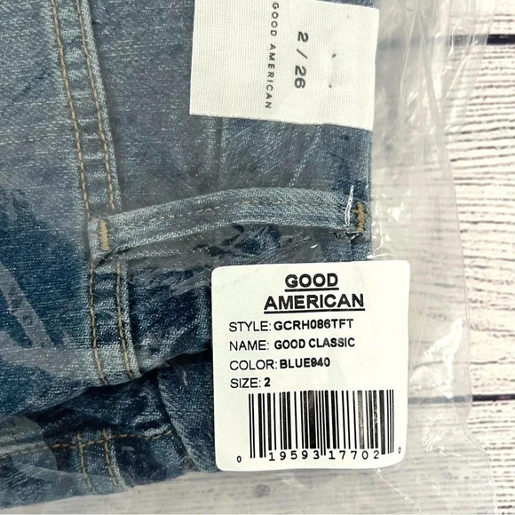 Good American Good Classic Raw Hem High Rise Jeans Style GCH086TFT Size 26 NEW - Picture 9 of 10